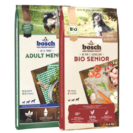 Rinkinys ADULT Menue 15kg + 11,5kg Bio Senior Rinkinys ADULT Menue 15kg + 11,5kg Bio Senior